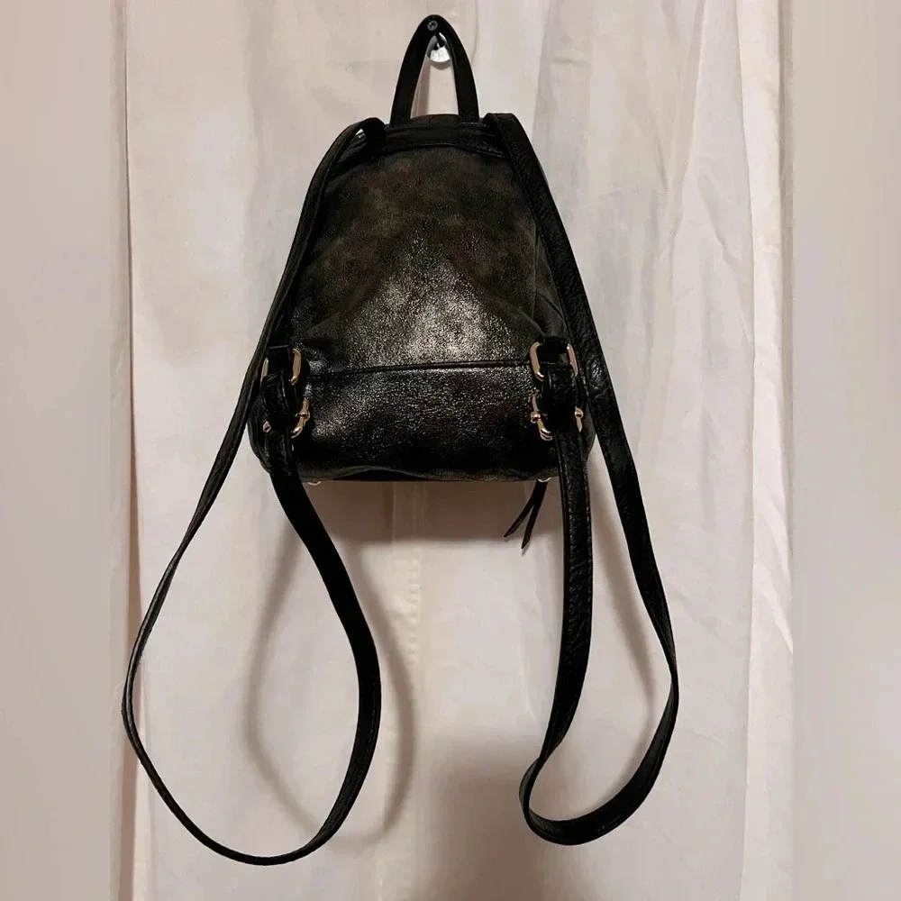 Juicy Couture Mini Backpack Black With Metallic Gold Shimmer Gold Accents EUC
